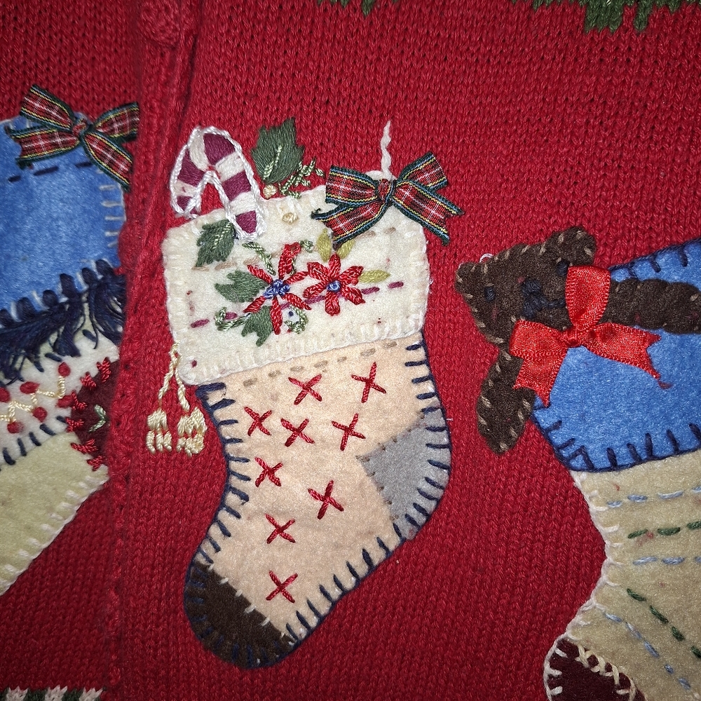 Vintage 1999 Heirloom Collectibles Sweater~Christmas~Holiday Stockings~Small - Picture 6 of 10